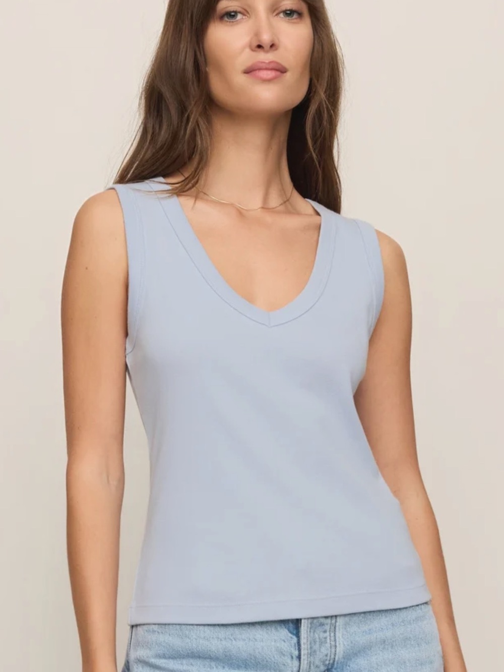 Z Supply ELLIE RIB V-NECK TANK Color skyline Light Blue Women’s size Small NWT
